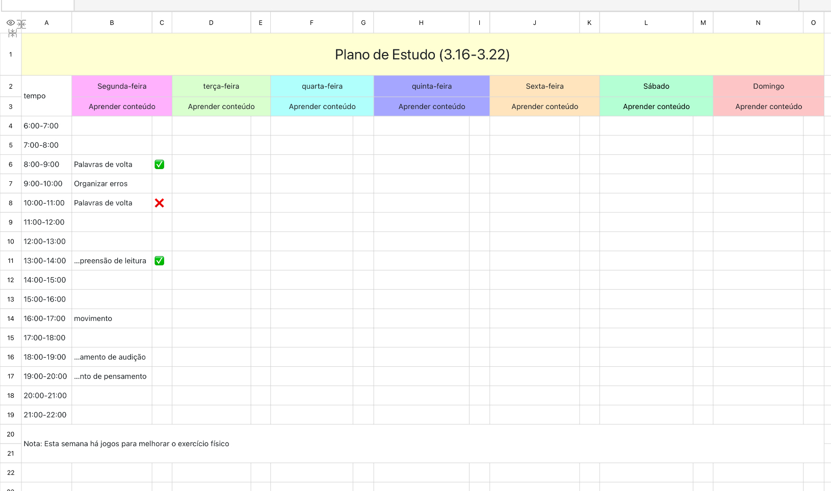 Plano Semanal de Estudo 1